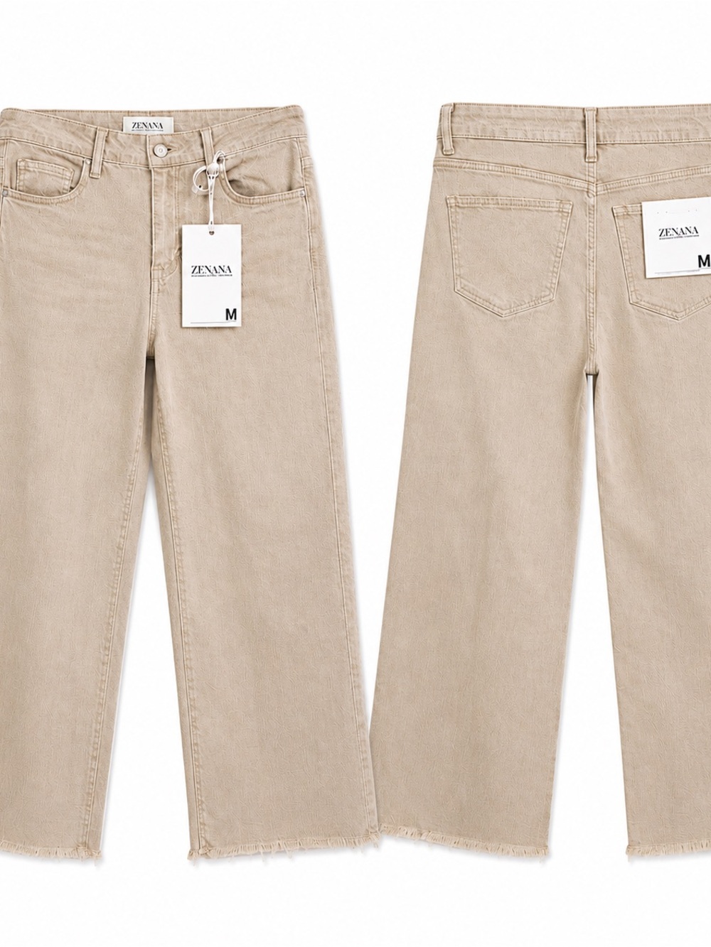 Zenana Outfitters Straight Leg Jeans in Light Beige